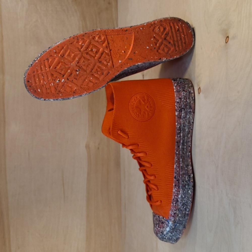 Converse Renew Chuck 70 Knit High In The 'Bright Poppy' Orange Colorway Shoes - Picture 9 of 10